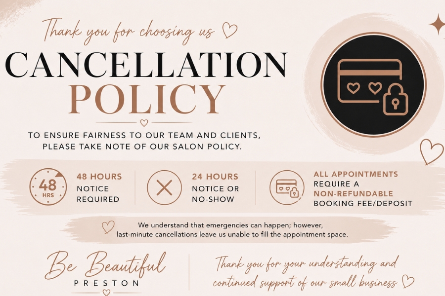 Cancellation policy Be Beautiful 2